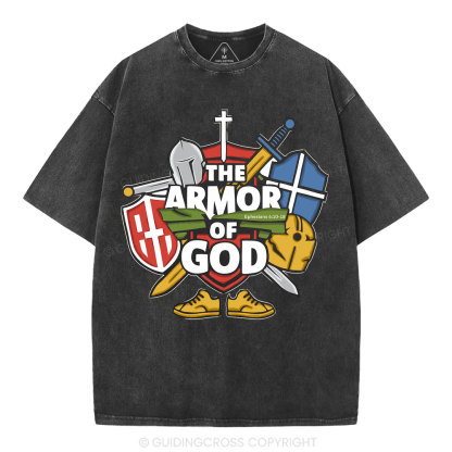 The Armor Of God Christian Washed T-Shirt