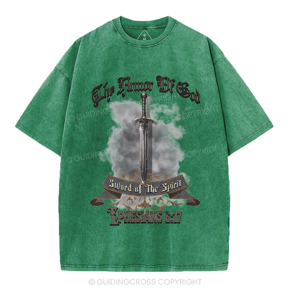 The Armor Of God Christian Washed T-Shirt