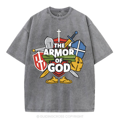 The Armor Of God Christian Washed T-Shirt