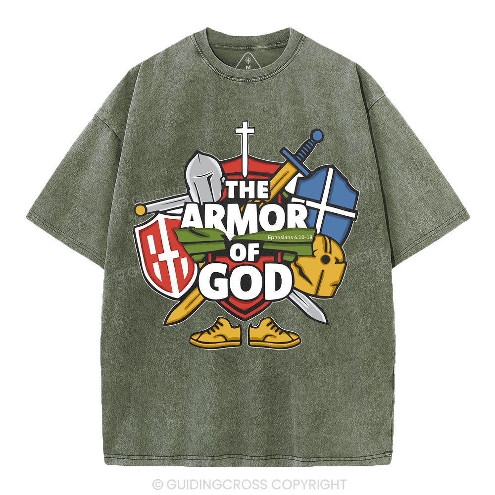 The Armor Of God Christian Washed T-Shirt
