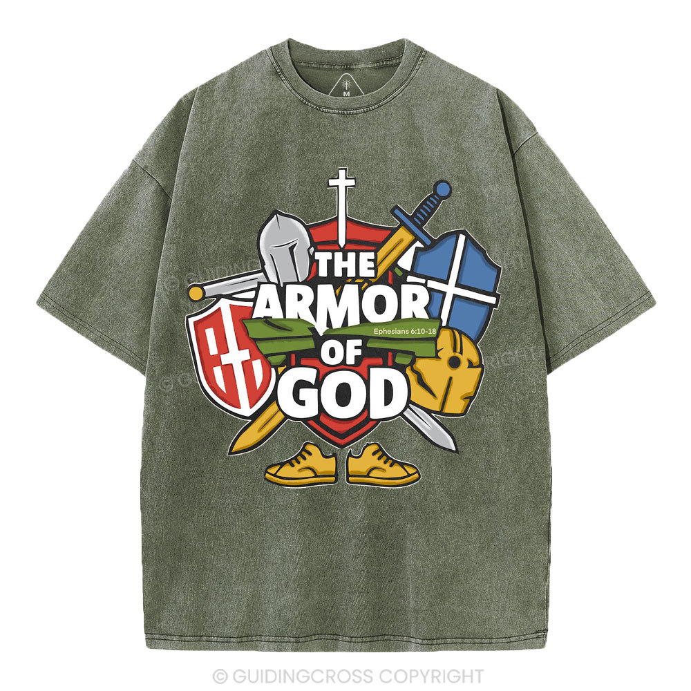 The Armor Of God Christian Washed T-Shirt