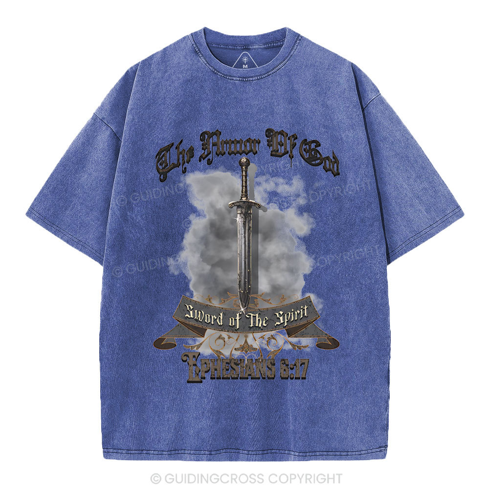 The Armor Of God Christian Washed T-Shirt