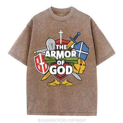The Armor Of God Christian Washed T-Shirt