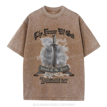 The Armor Of God Christian Washed T-Shirt