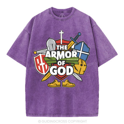 The Armor Of God Christian Washed T-Shirt
