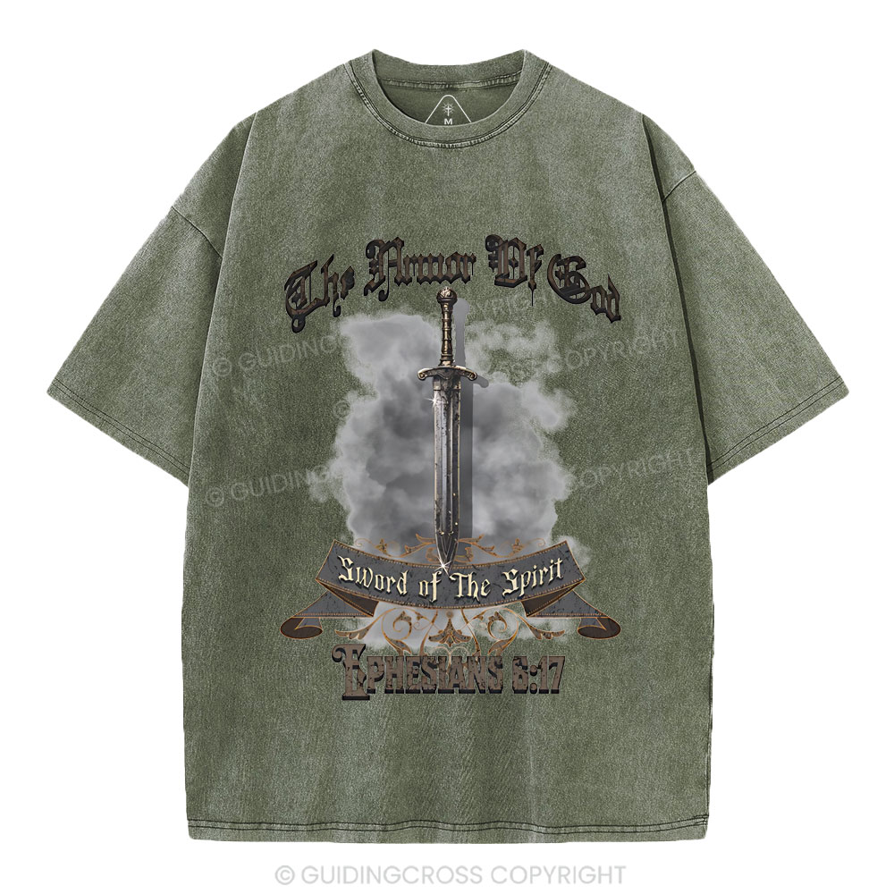 The Armor Of God Christian Washed T-Shirt