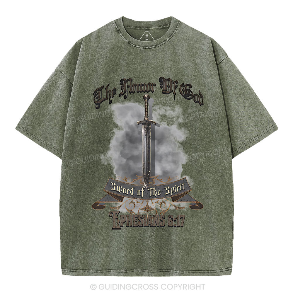 The Armor Of God Christian Washed T-Shirt