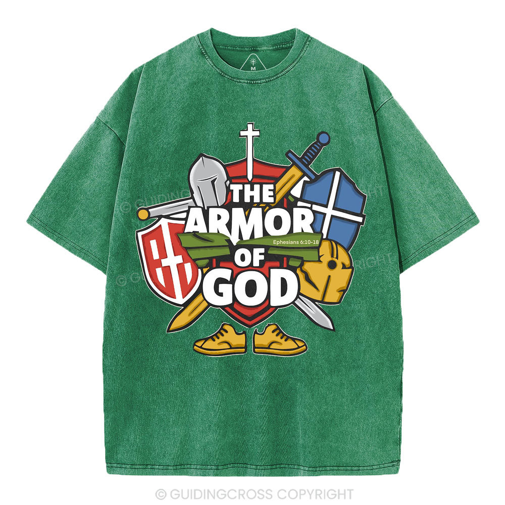 The Armor Of God Christian Washed T-Shirt