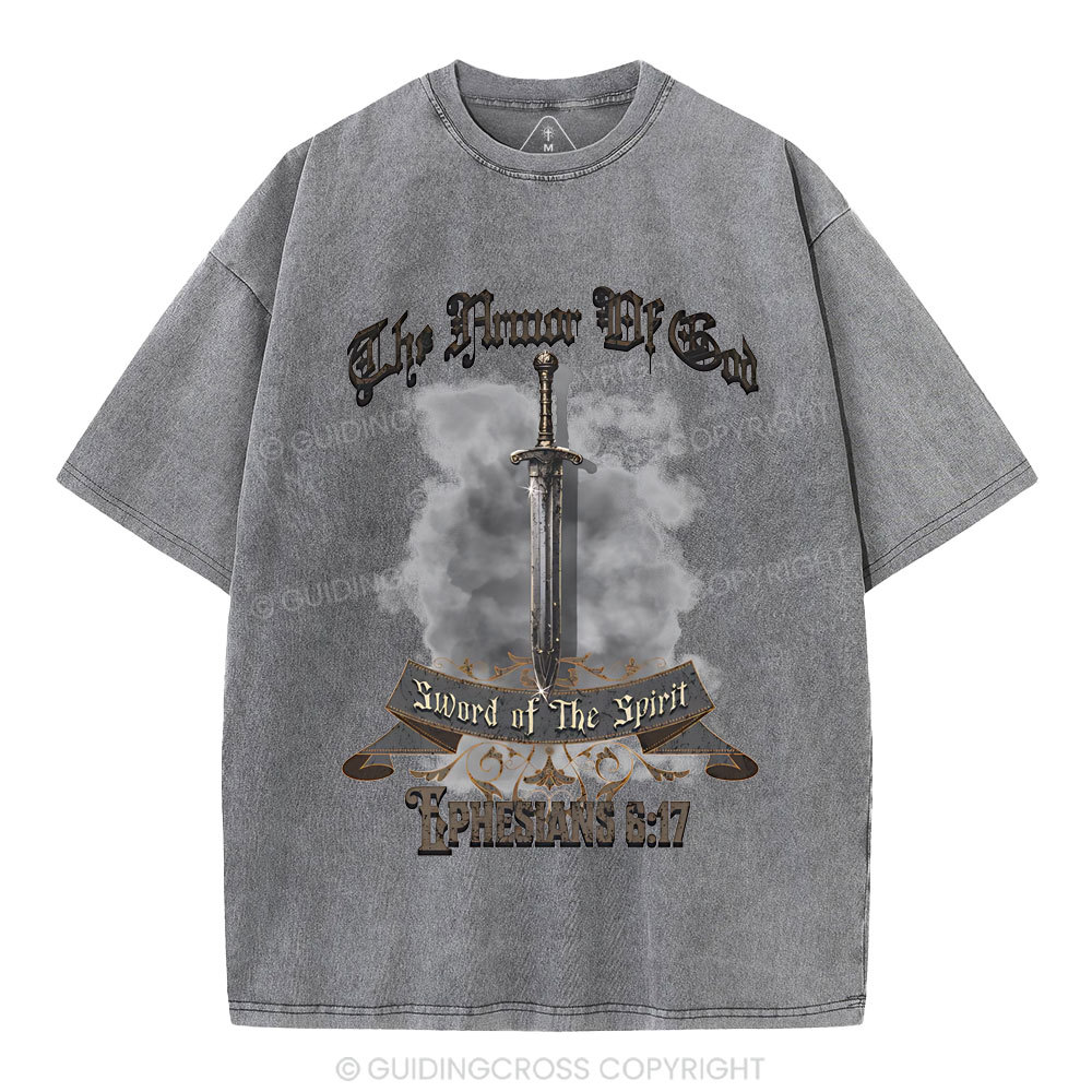 The Armor Of God Christian Washed T-Shirt