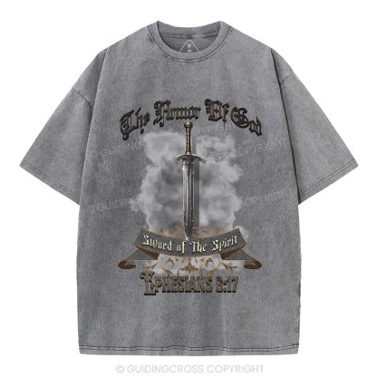 The Armor Of God Christian Washed T-Shirt