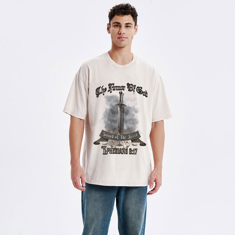 The Armor Of God Christian Washed T-Shirt