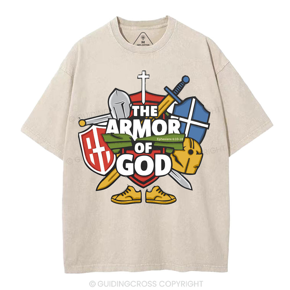 The Armor Of God Christian Washed T-Shirt