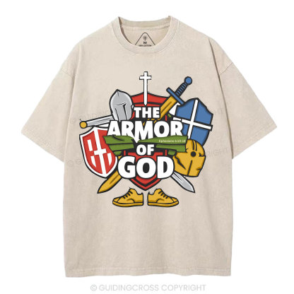 The Armor Of God Christian Washed T-Shirt