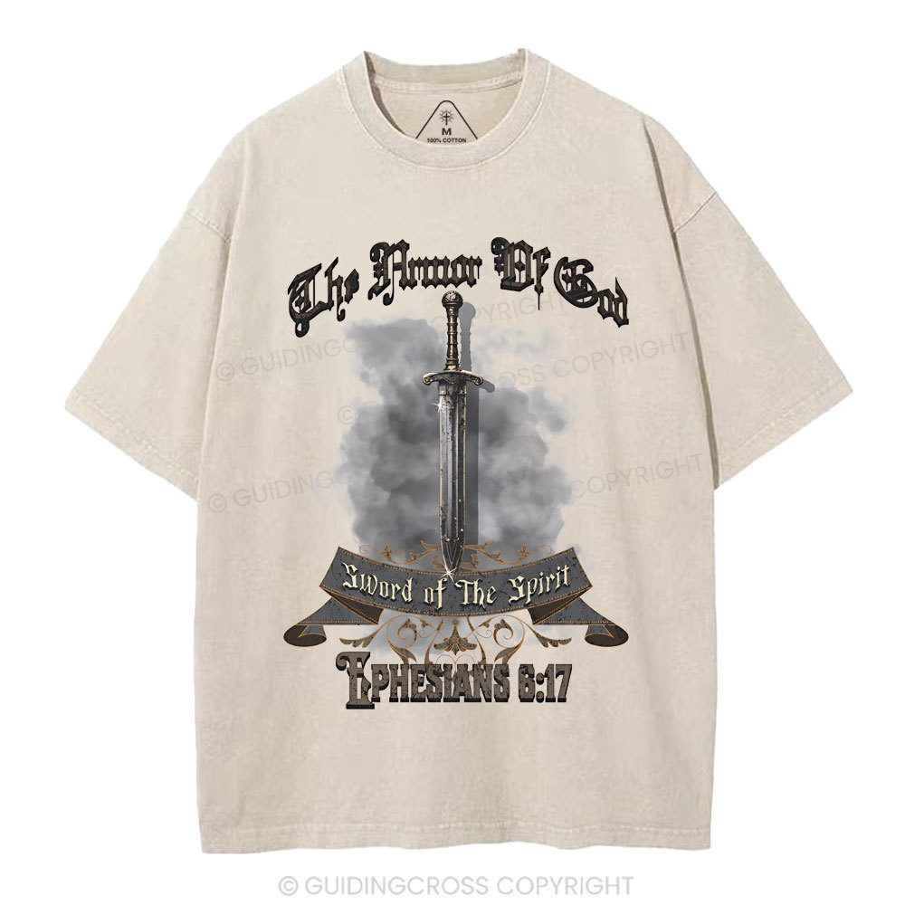 The Armor Of God Christian Washed T-Shirt