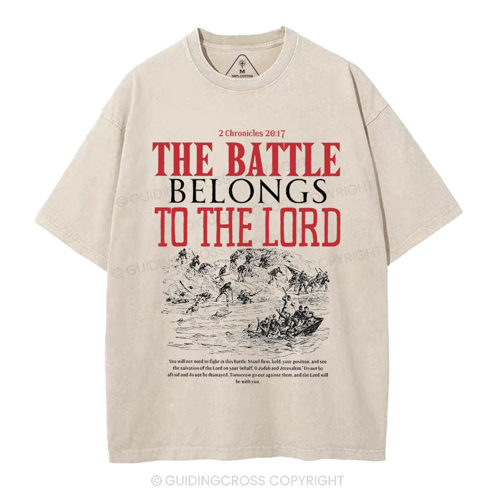 The Battle Belongs To The Lord Christian Washed T-Shirt