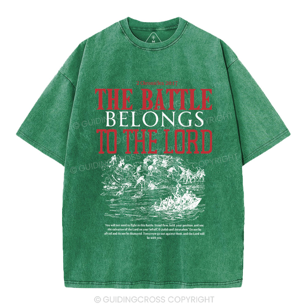 The Battle Belongs To The Lord Christian Washed T-Shirt