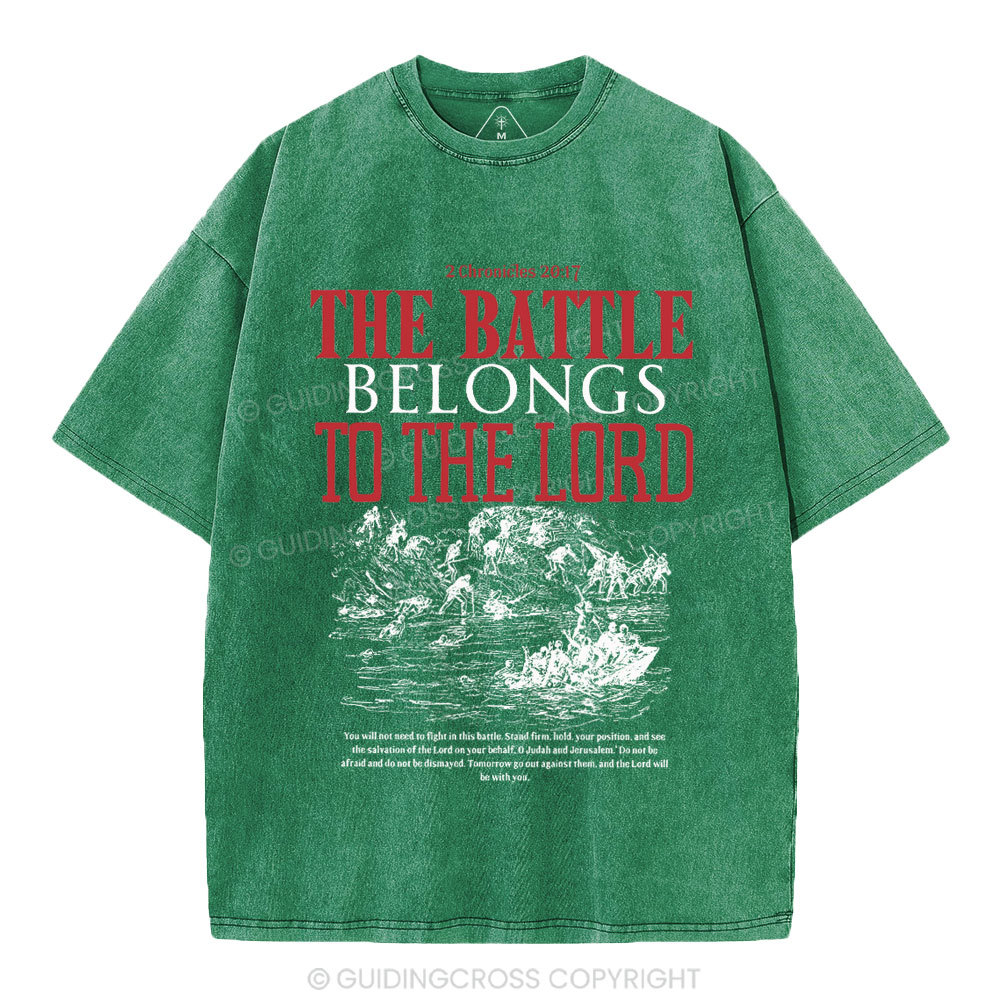 The Battle Belongs To The Lord Christian Washed T-Shirt