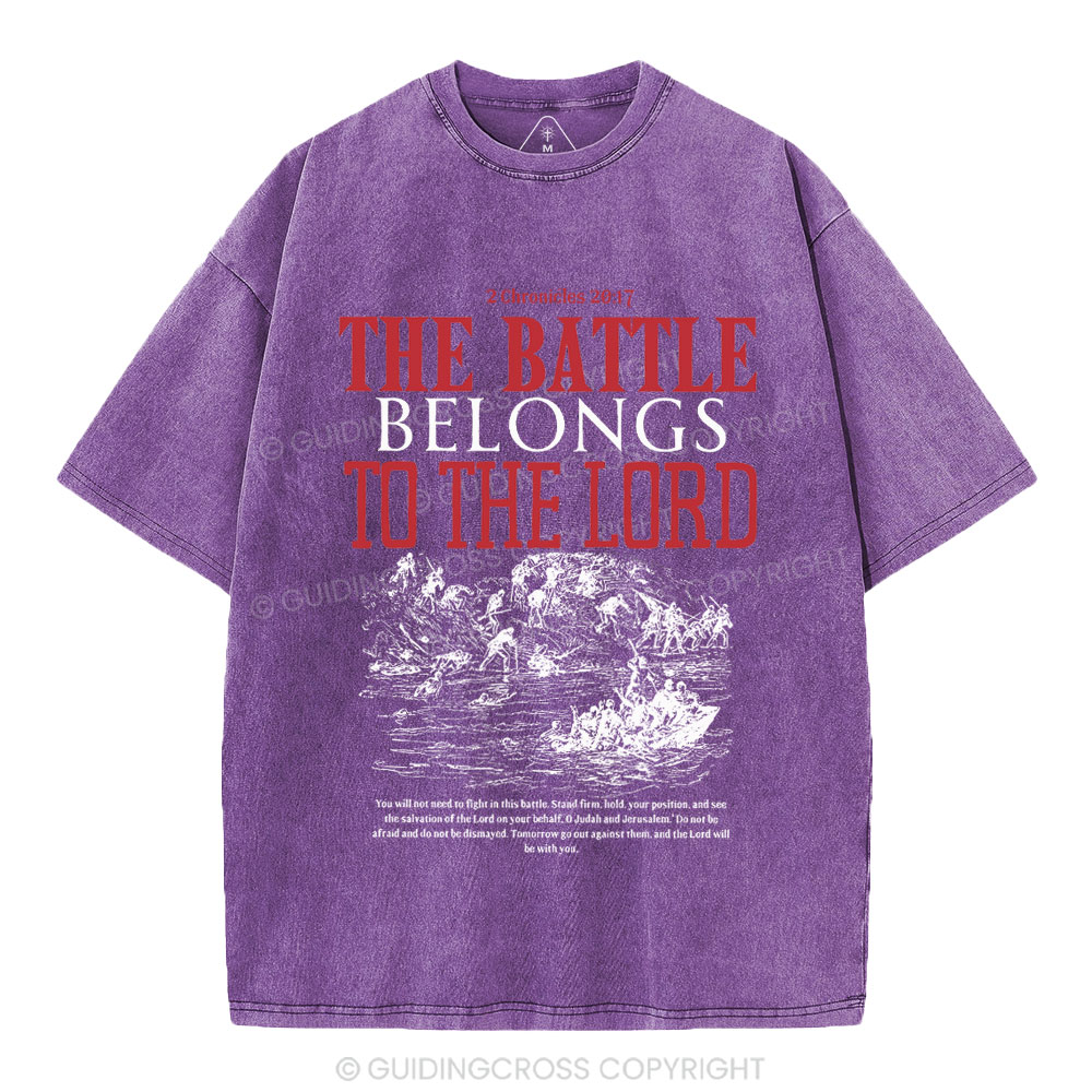 The Battle Belongs To The Lord Christian Washed T-Shirt