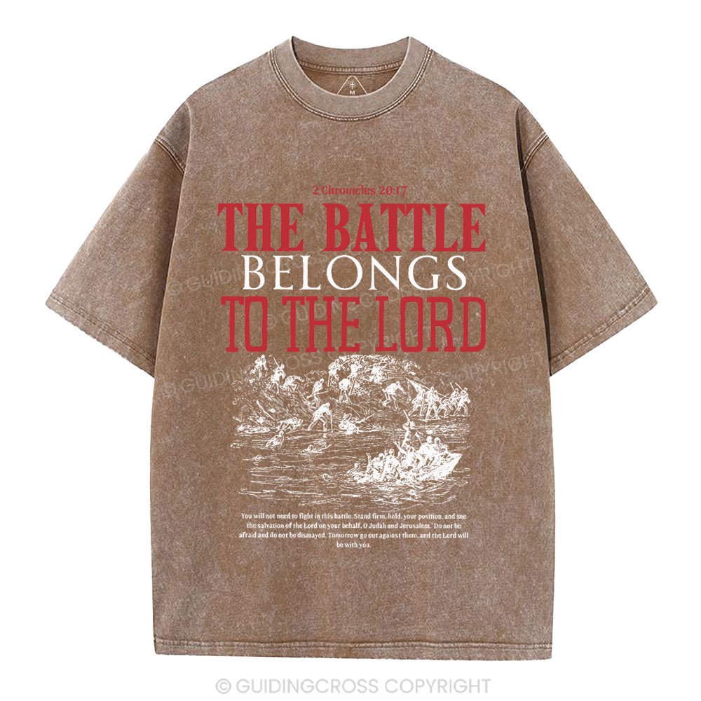 The Battle Belongs To The Lord Christian Washed T-Shirt