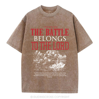 The Battle Belongs To The Lord Christian Washed T-Shirt