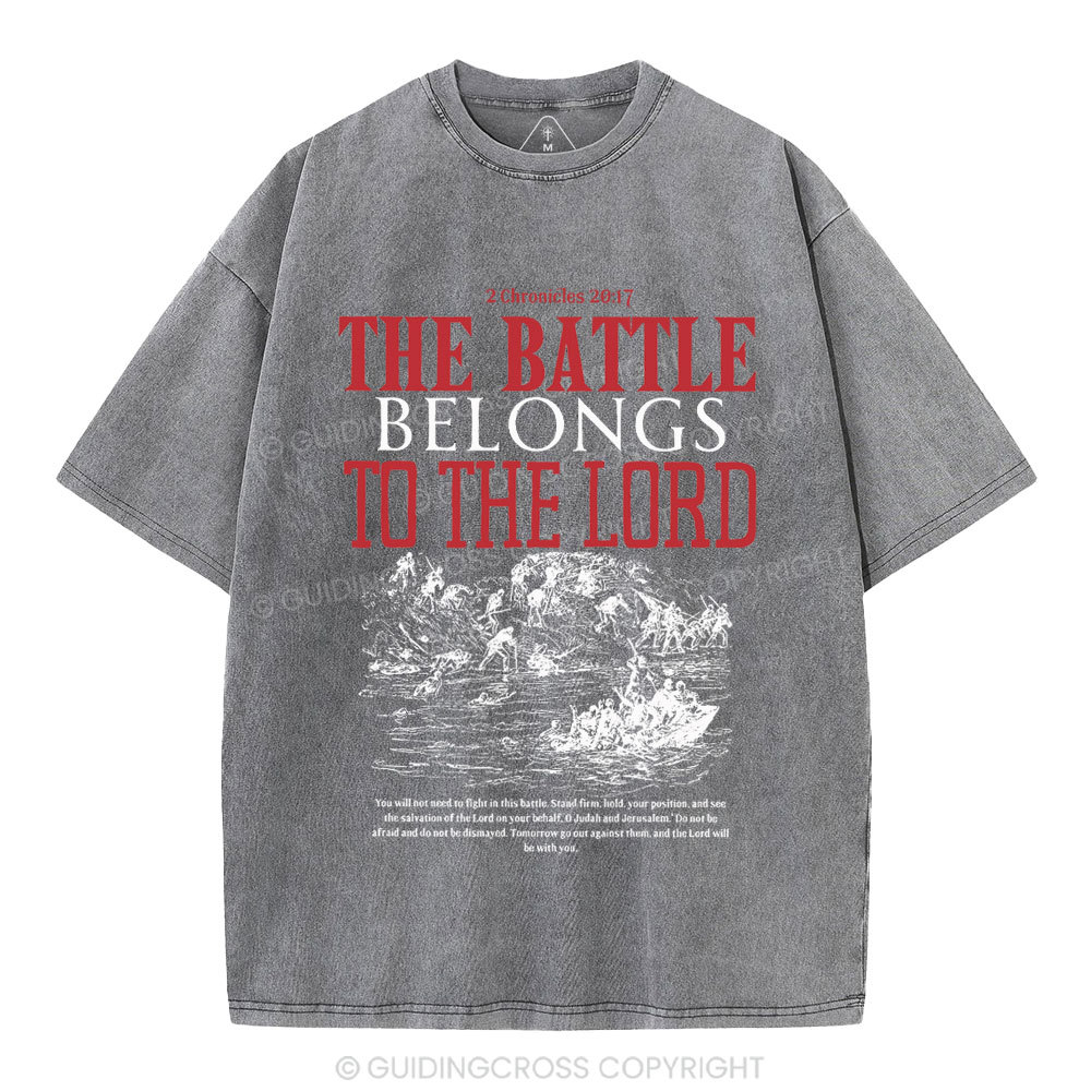 The Battle Belongs To The Lord Christian Washed T-Shirt