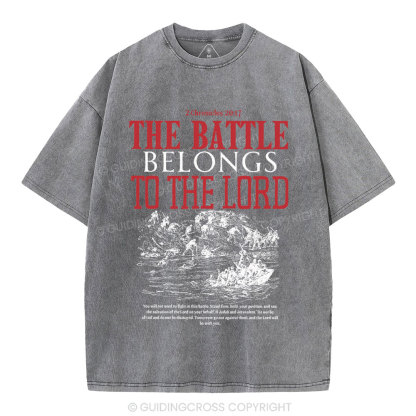 The Battle Belongs To The Lord Christian Washed T-Shirt