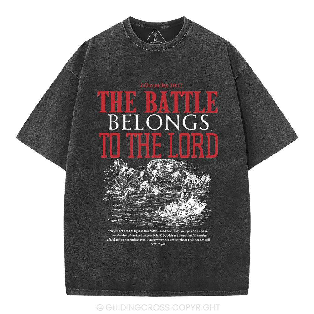 The Battle Belongs To The Lord Christian Washed T-Shirt