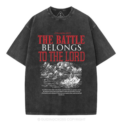 The Battle Belongs To The Lord Christian Washed T-Shirt