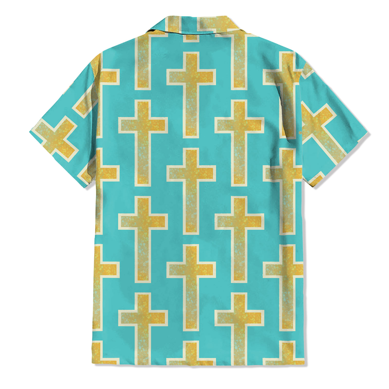The Blueish Green Cross Christian Hawaiian Shirt