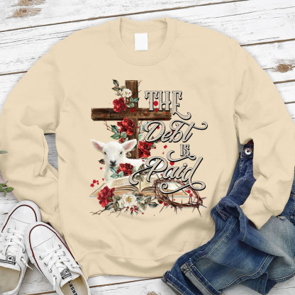The Debt Is Paid Floral Christian Sweatshirt