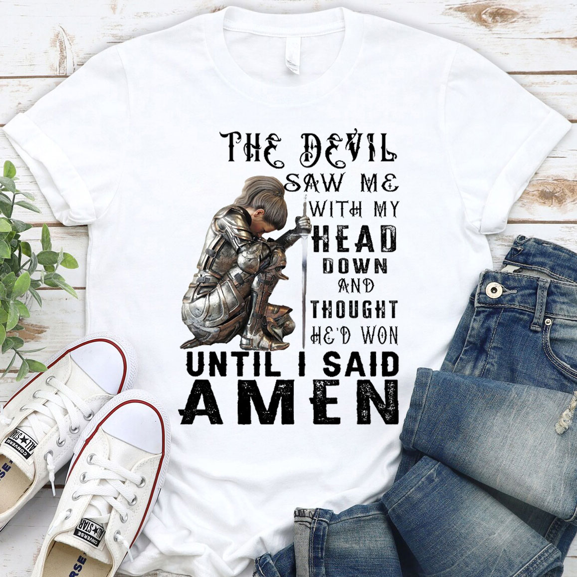 Personalized The Devil Saw Me With My Head Down Christian T-Shirt