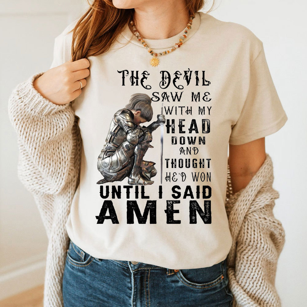 Personalized The Devil Saw Me With My Head Down Christian T-Shirt