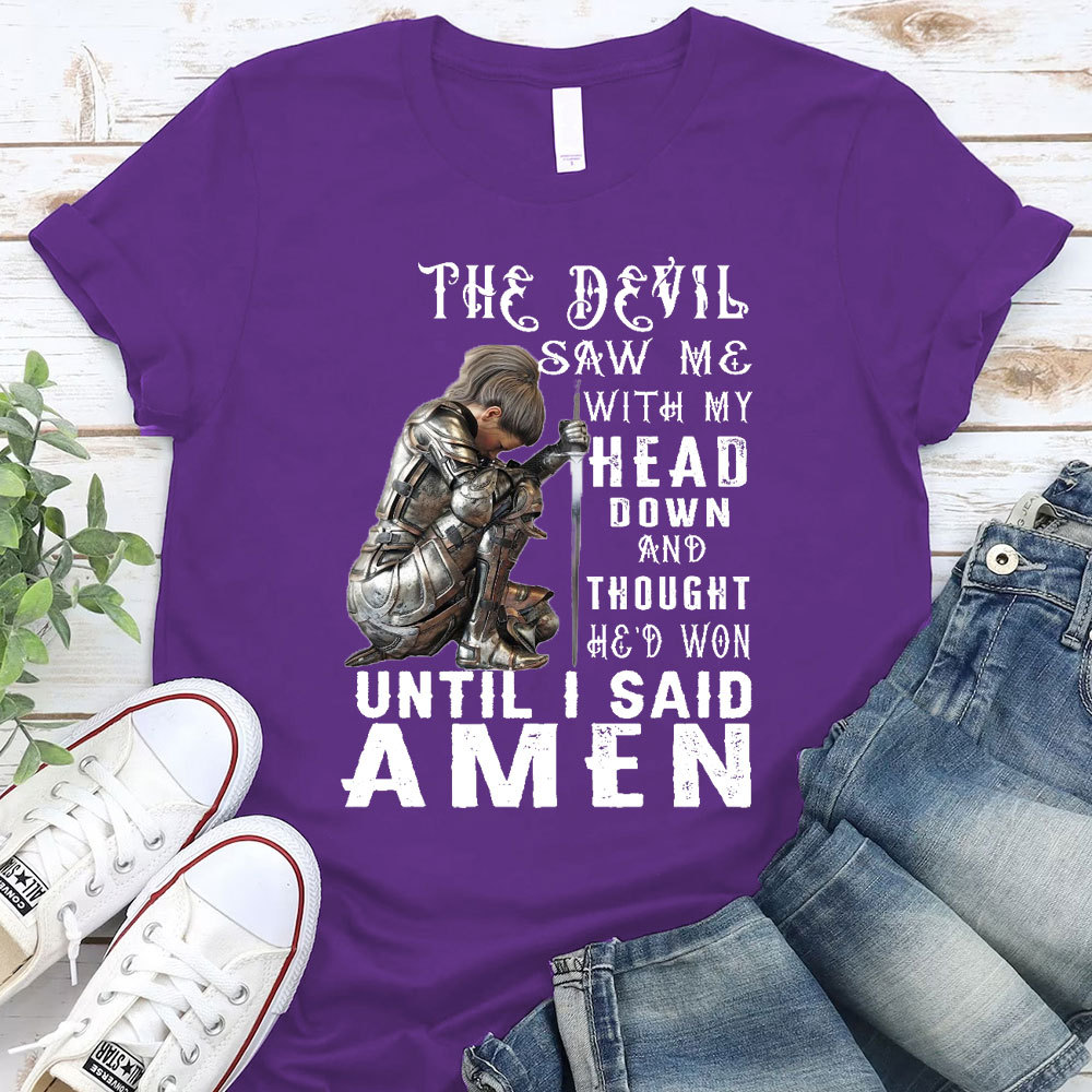 Personalized The Devil Saw Me With My Head Down Christian T-Shirt