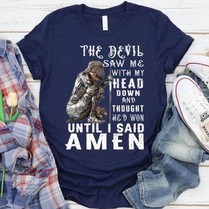 Personalized The Devil Saw Me With My Head Down Christian T-Shirt