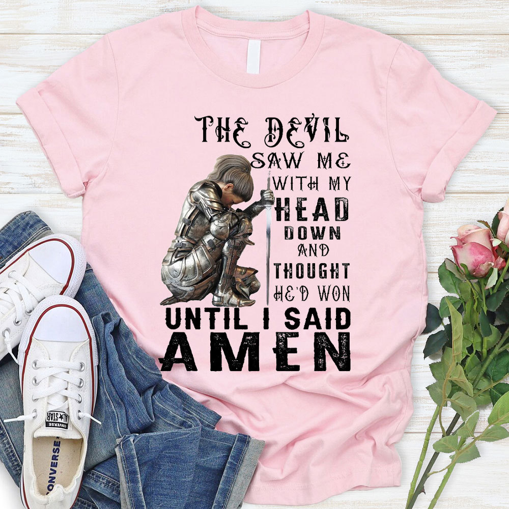 Personalized The Devil Saw Me With My Head Down Christian T-Shirt
