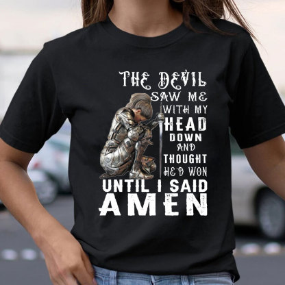 Personalized The Devil Saw Me With My Head Down Christian T-Shirt