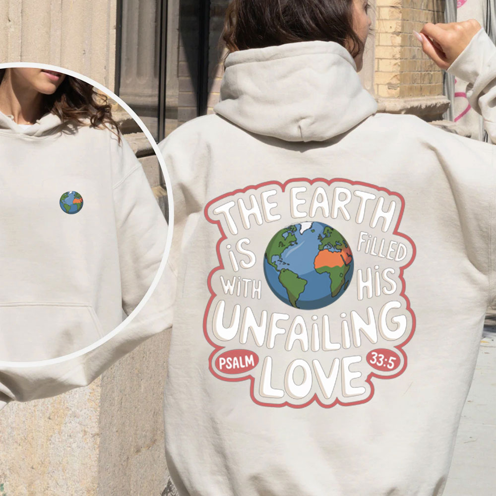 The Earth Is Filled With HIs Unfailing Love Christian Fleece Hoodie Set