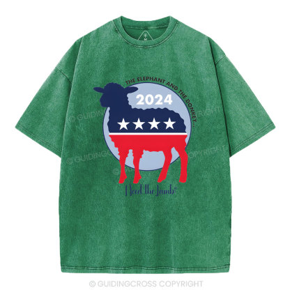 The Elephant The Donkey Need The Lamb Christian Washed T-Shirt