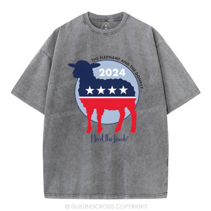 The Elephant The Donkey Need The Lamb Christian Washed T-Shirt