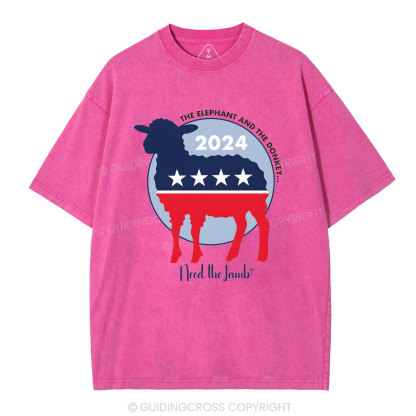 The Elephant The Donkey Need The Lamb Christian Washed T-Shirt