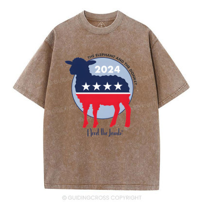 The Elephant The Donkey Need The Lamb Christian Washed T-Shirt
