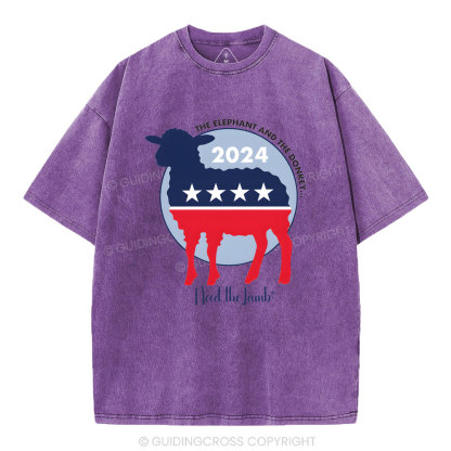 The Elephant The Donkey Need The Lamb Christian Washed T-Shirt