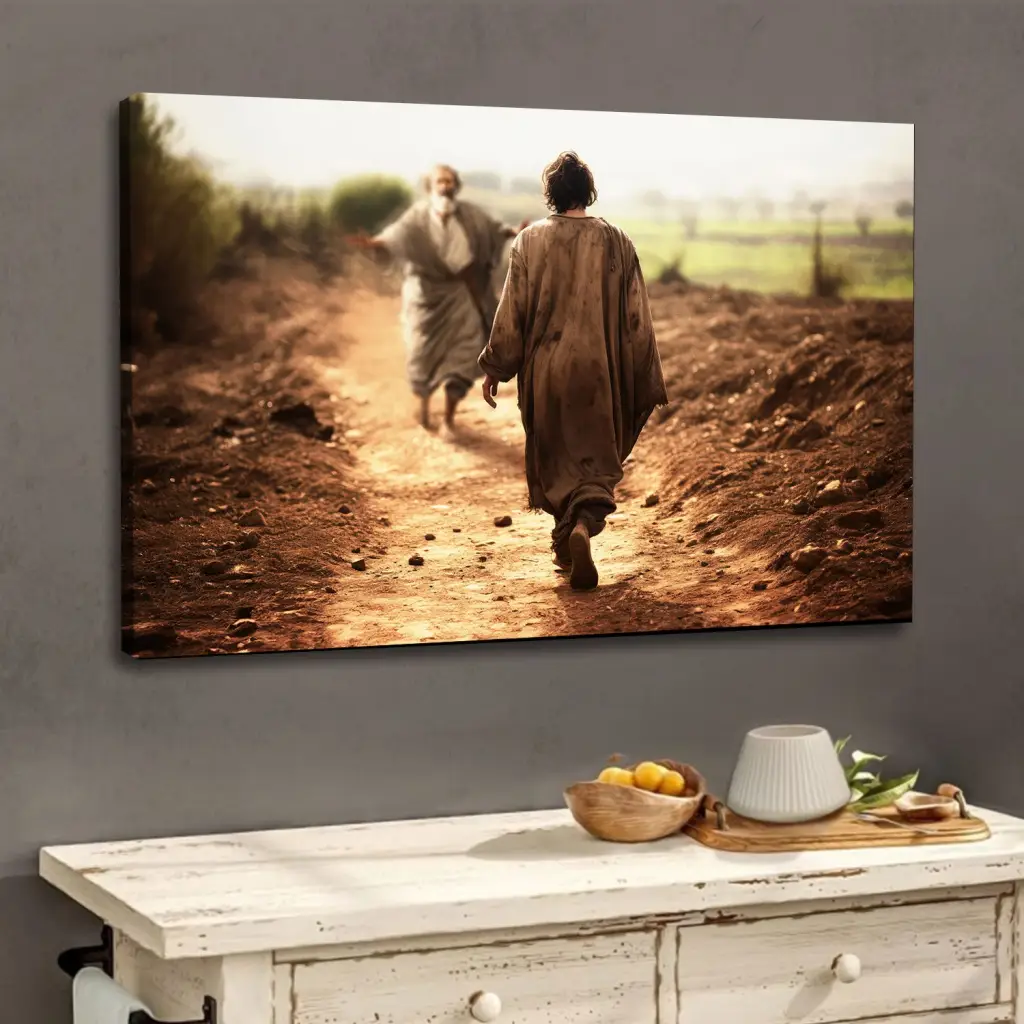 The Father Runs Towards His Son Christian Canvas Wall Art