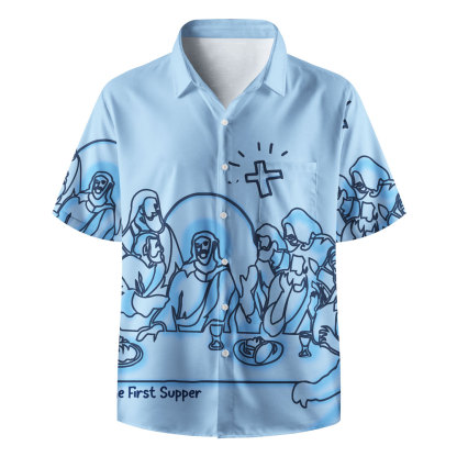 The First Supper Blue Christian Hawaiian Shirt 