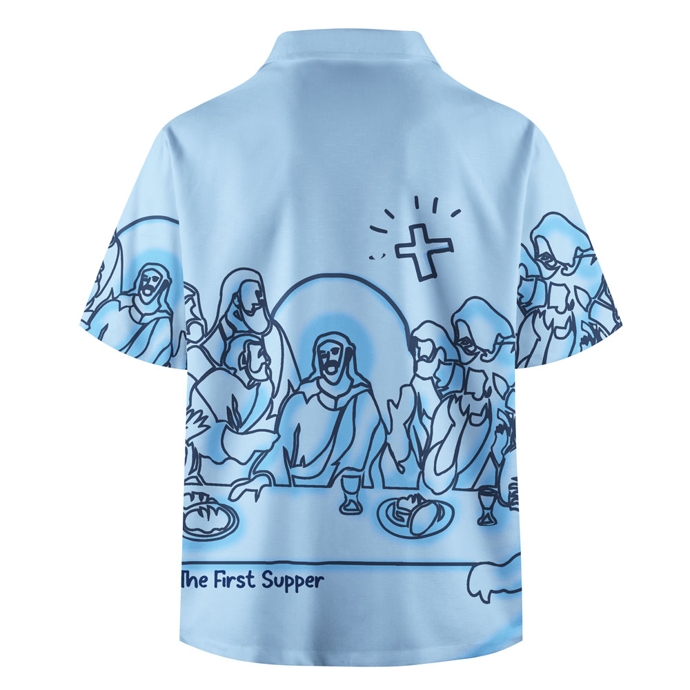 The First Supper Blue Christian Hawaiian Shirt 