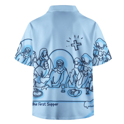 The First Supper Blue Christian Hawaiian Shirt 