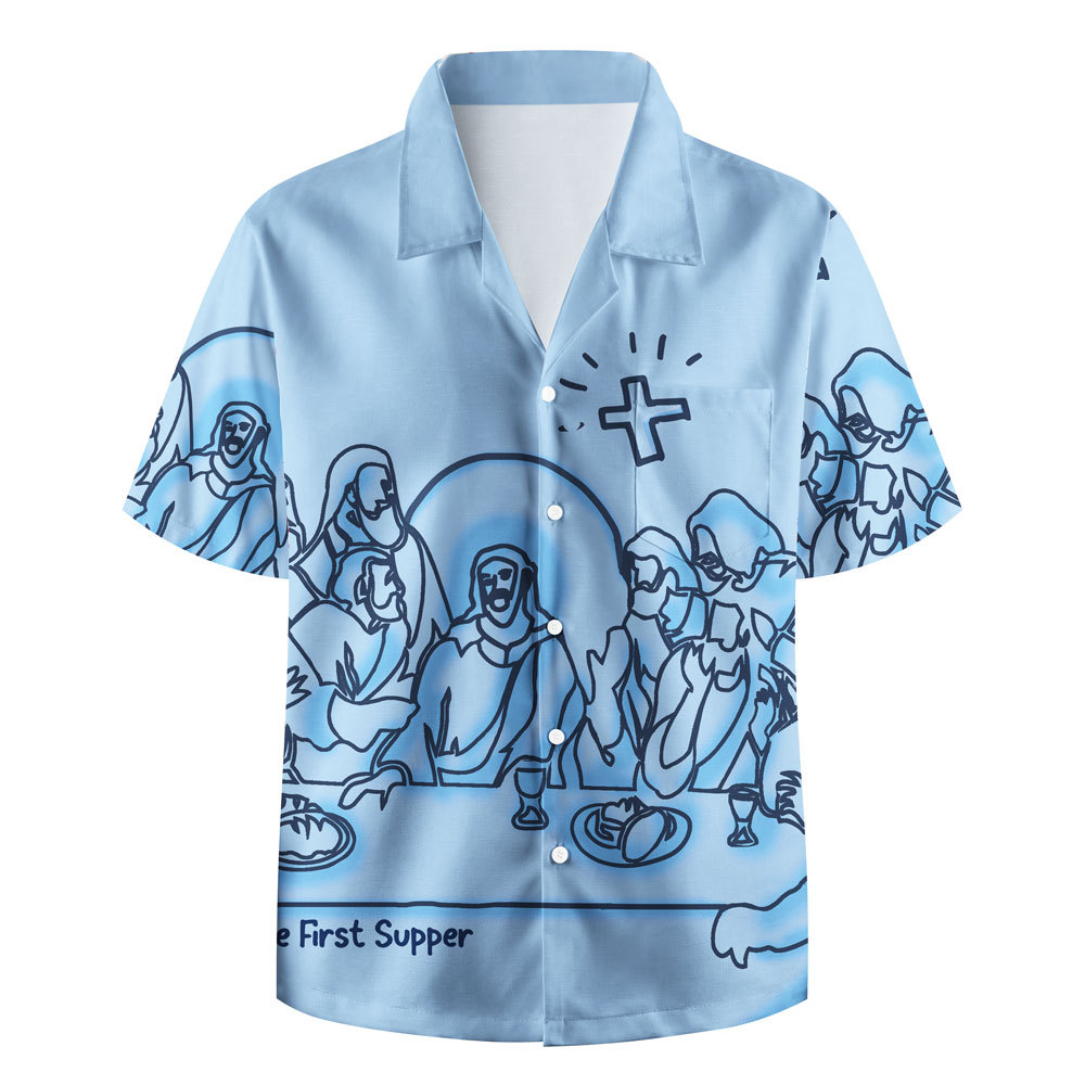 The First Supper Blue Christian Hawaiian Shirt 