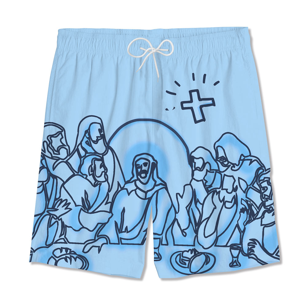 The First Supper Blue Christian Hawaiian Shirt 