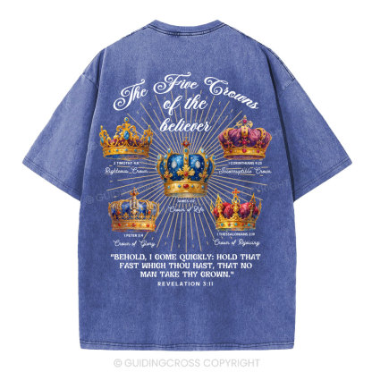 The Five Crowns of the Believer Christian Washed T-Shirt