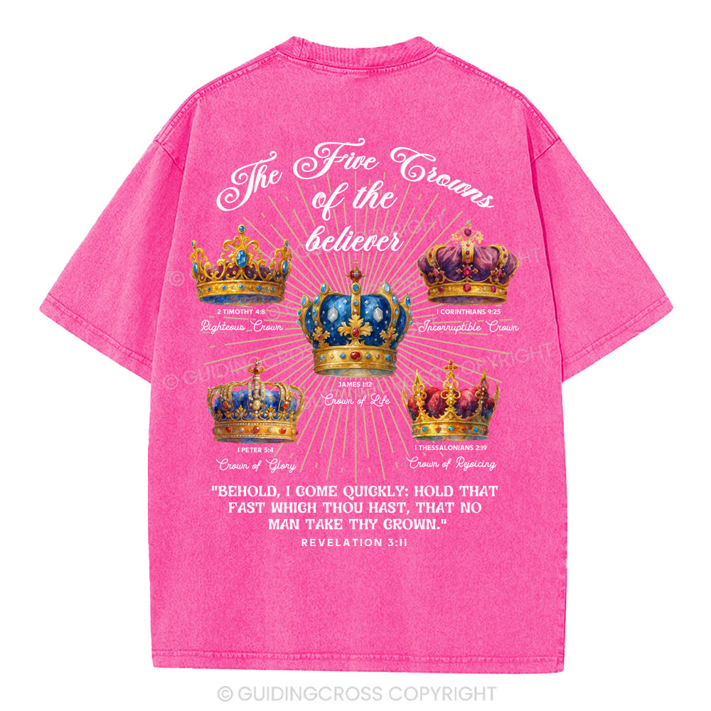 The Five Crowns of the Believer Christian Washed T-Shirt